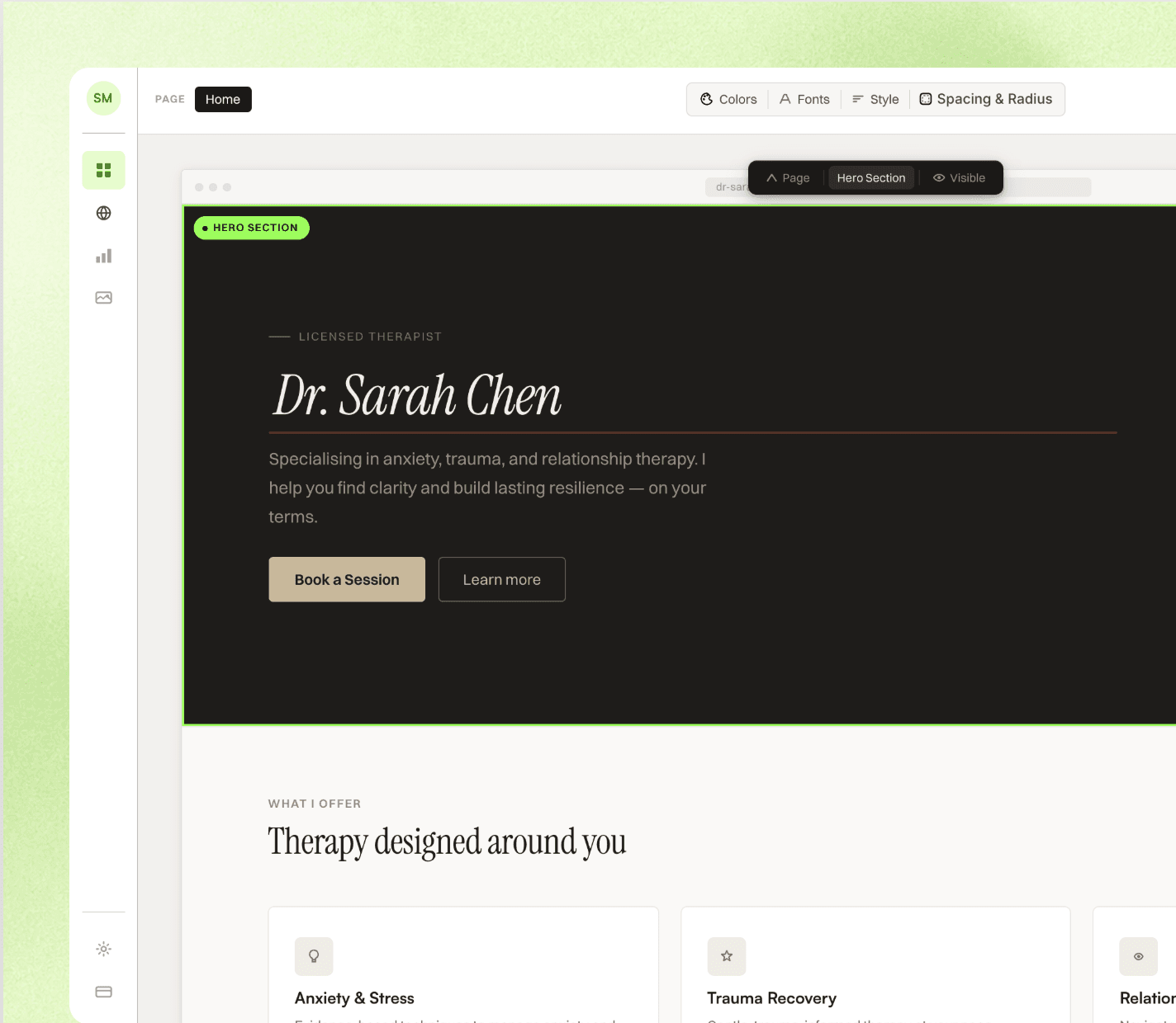 Esteemly website builder preview